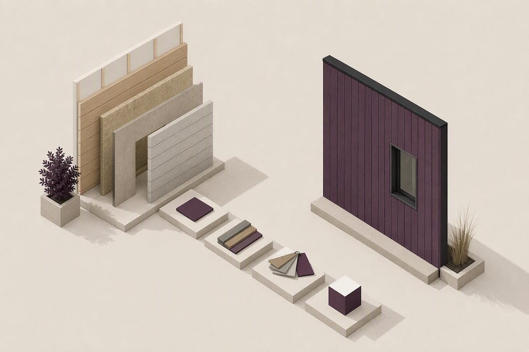 Isometrisk illustration av fasadbyte