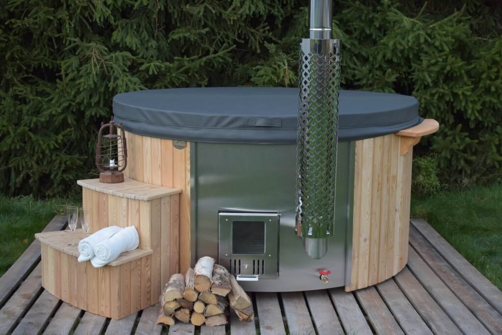 Badtunna med termolock och trappa