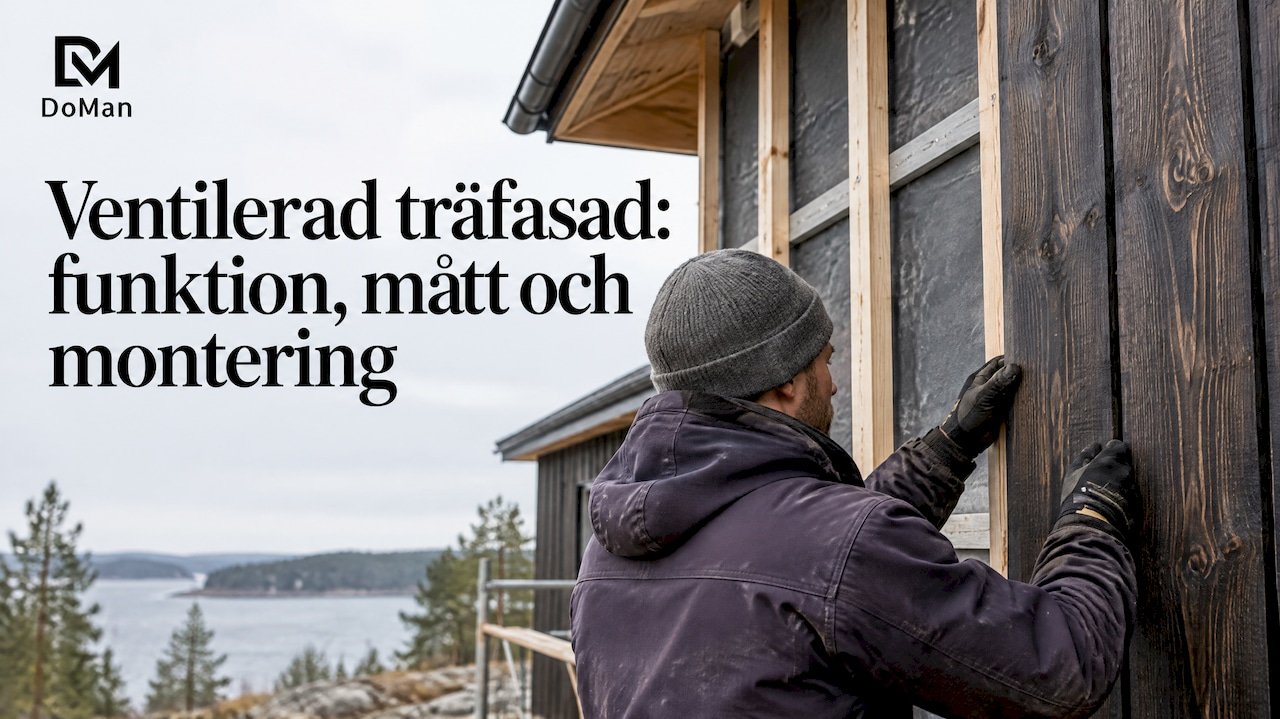 Ventilerad träfasad där luftspalten är synlig